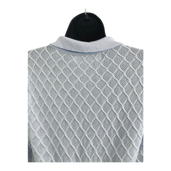 Blue diamond pattern pearl adorned‎ collared sweater top new size XL new - Picture 15 of 17